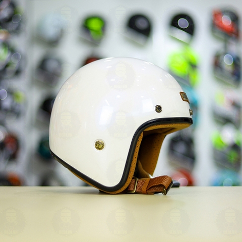 Mũ 3/4 Bulldog Perro 4U Trắng Bóng Nâu FREESHIP