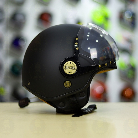 Mũ 3/4 Bulldog POM Đen Nhám FREESHIP