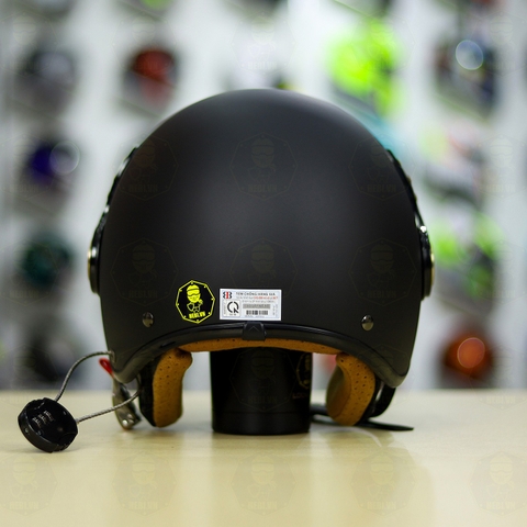 Mũ 3/4 Bulldog POM Đen Nhám FREESHIP