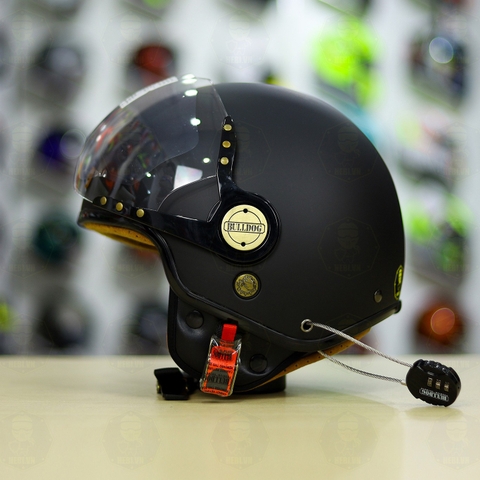 Mũ 3/4 Bulldog POM Đen Nhám FREESHIP