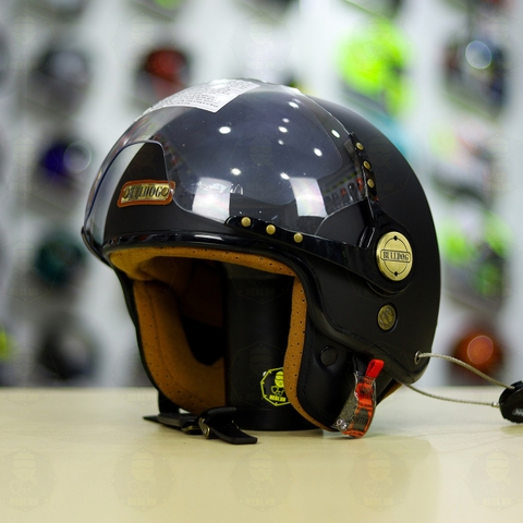 Mũ 3/4 Bulldog POM Đen Nhám FREESHIP