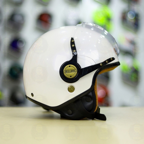 Mũ 3/4 Bulldog POM Trắng Bóng FREESHIP