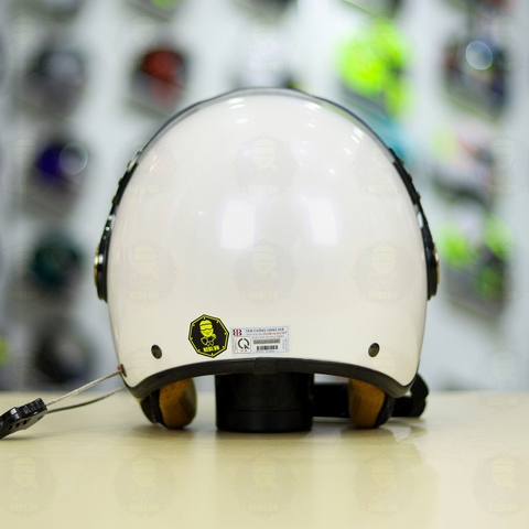 Mũ 3/4 Bulldog POM Trắng Bóng FREESHIP