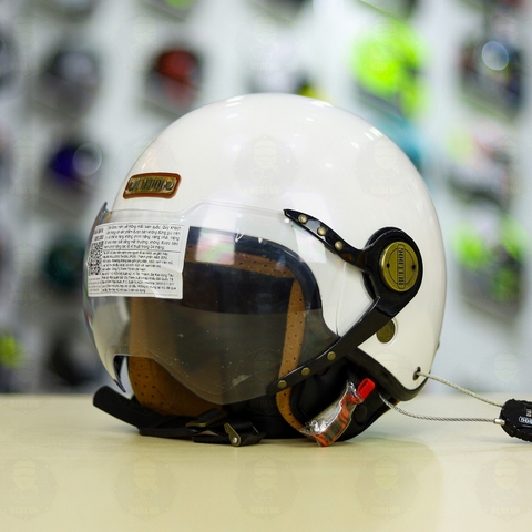 Mũ 3/4 Bulldog POM Trắng Bóng FREESHIP