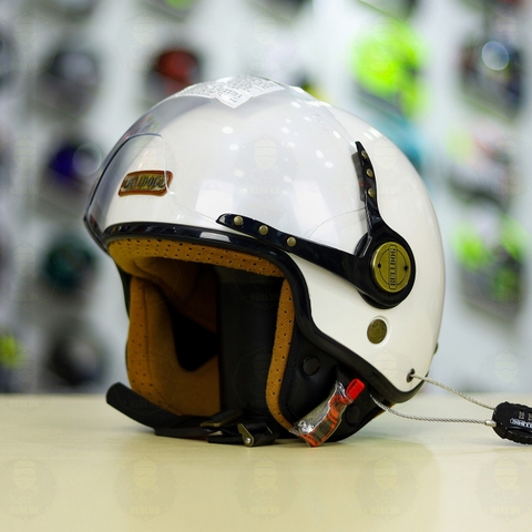 Mũ 3/4 Bulldog POM Trắng Bóng FREESHIP