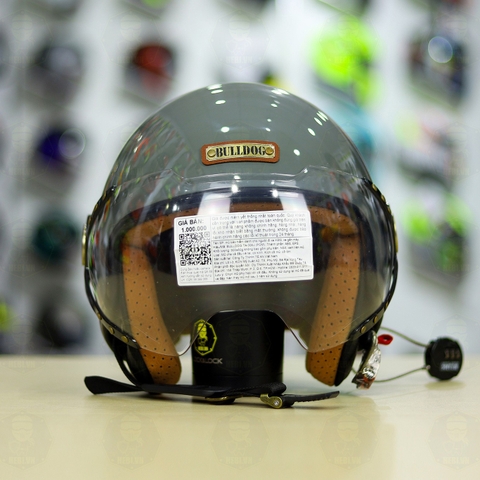 Mũ 3/4 Bulldog POM Xám Xi Măng Bóng FREESHIP