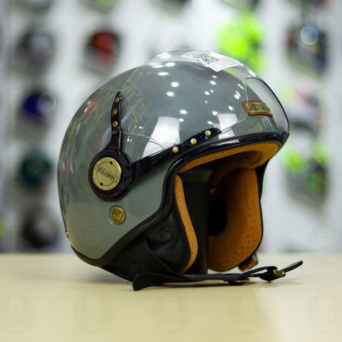 Mũ 3/4 Bulldog POM Xám Xi Măng Bóng FREESHIP