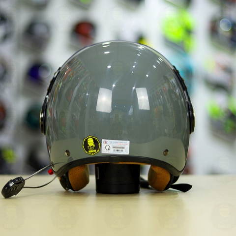 Mũ 3/4 Bulldog POM Xám Xi Măng Bóng FREESHIP