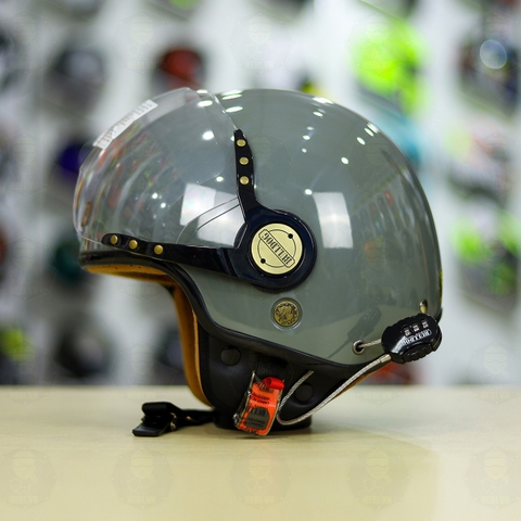 Mũ 3/4 Bulldog POM Xám Xi Măng Bóng FREESHIP