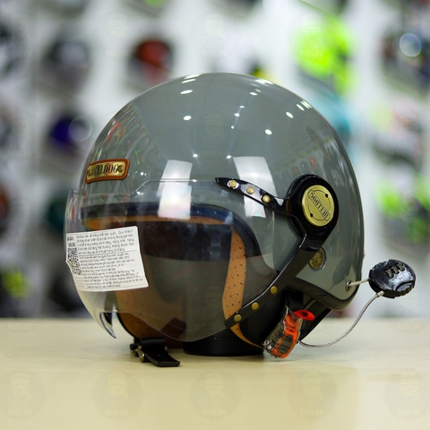 Mũ 3/4 Bulldog POM Xám Xi Măng Bóng FREESHIP