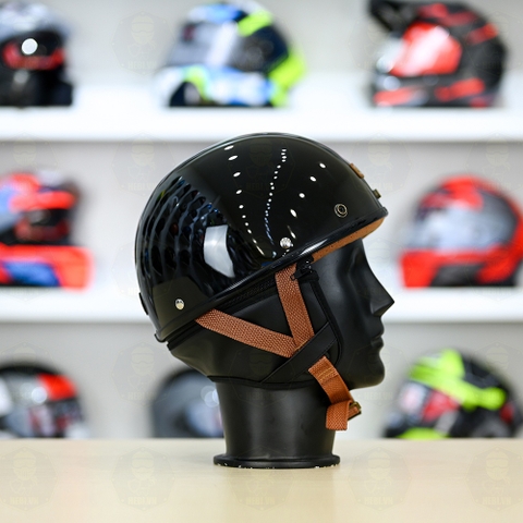 Mũ 1/2 Bulldog PUG Đen Bóng FREESHIP