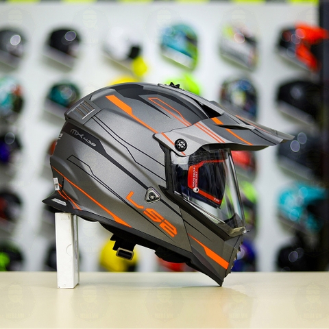 Mũ Dual Sport MX436 EVO Xám Cam Nhám