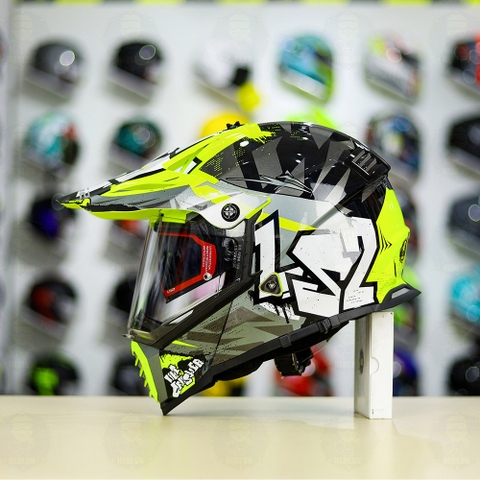 Mũ Dual Sport LS2 MX436 EVO Xám Vàng Neon Bóng FREESHIP