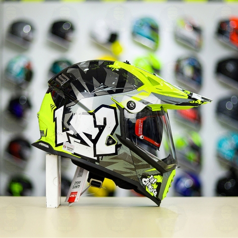 Mũ Dual Sport LS2 MX436 EVO Xám Vàng Neon Bóng FREESHIP