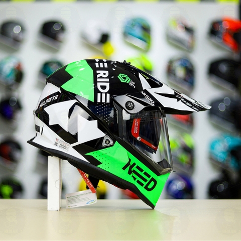 Mũ Dual Sport LS2 MX436 Trắng Xanh Lá FREESHIP