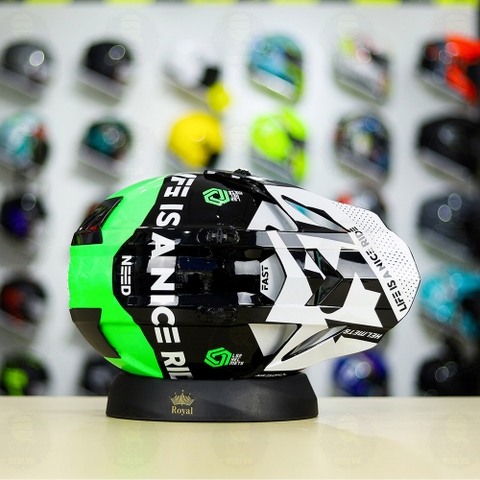 Mũ Dual Sport LS2 MX436 Trắng Xanh Lá FREESHIP