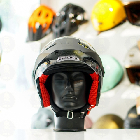 Mũ 3/4 EGO E2 Xám Titanium Nhám Mái Che Nắng FREESHIP