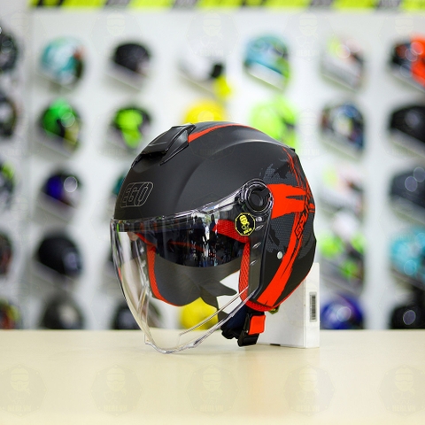 Combo Mũ 3/4 EGO E3 SPEED Đỏ Nhám Độ Khóa Chống Trộm