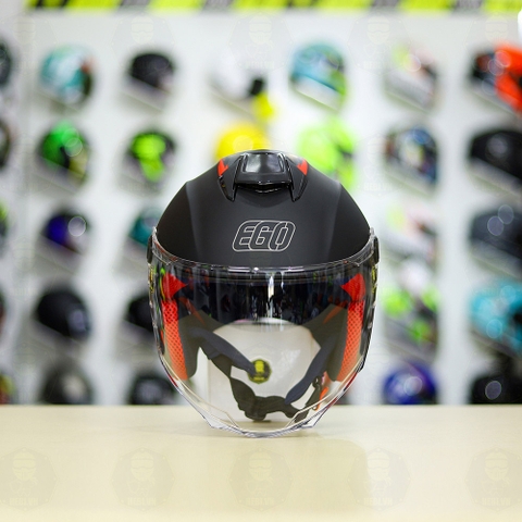 Combo Mũ 3/4 EGO E3 SPEED Đỏ Nhám Độ Khóa Chống Trộm