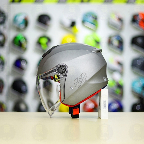 Combo Mũ 3/4 EGO E3 Xám Titanium Nhám Độ Khóa Chống Trộm