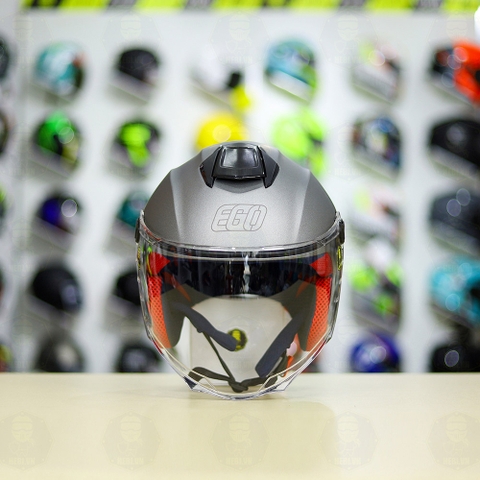 Combo Mũ 3/4 EGO E3 Xám Titanium Nhám Độ Khóa Chống Trộm