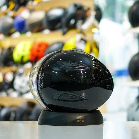 Mũ 3/4 EGO E41 Đen Bóng 2 Kính FREESHIP