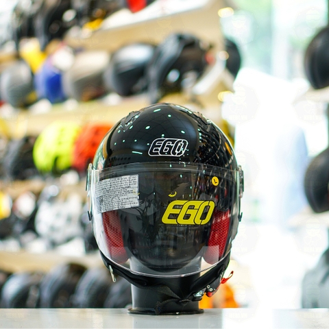 Mũ 3/4 EGO E41 Đen Bóng 2 Kính FREESHIP