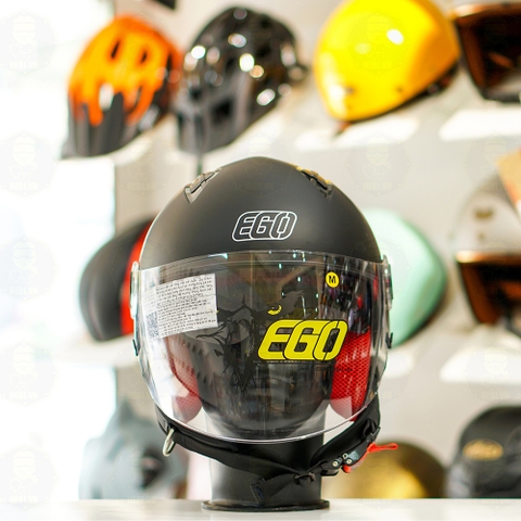 Mũ 3/4 EGO E41 Đen Nhám 2 Kính FREESHIP