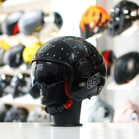 Mũ 3/4 EGO E5 Đen Bóng FREESHIP