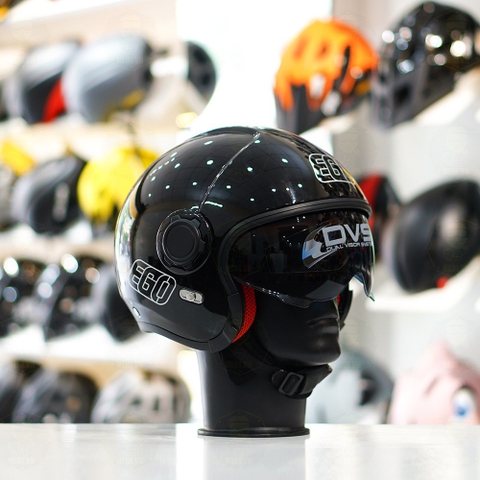 Mũ 3/4 EGO E5 Đen Bóng FREESHIP