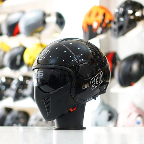 Combo Mũ EGO E5 Đen Bóng - Mặt Nạ- Kính Màu - Freeship