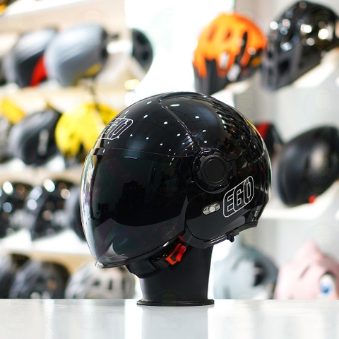 Combo Mũ EGO E5 Đen Bóng - Mặt Nạ- Kính Màu - Freeship