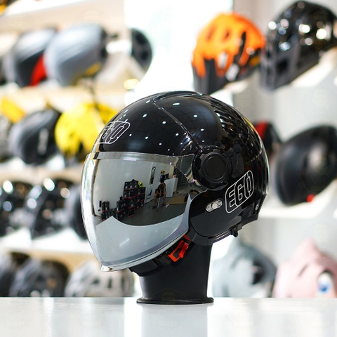 Combo Mũ EGO E5 Đen Bóng - Mặt Nạ- Kính Màu - Freeship