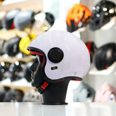 Mũ 3/4 EGO E5 Trắng Bóng FREESHIP