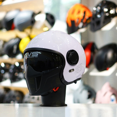 Combo Mũ EGO E5 Trắng Bóng - Mặt Nạ - Kính Màu - Freeship