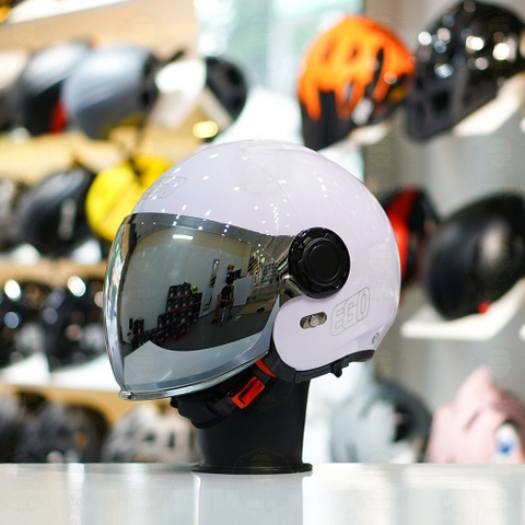 Combo Mũ EGO E5 Trắng Bóng - Mặt Nạ - Kính Màu - Freeship