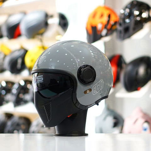 Mũ 3/4 EGO E5 Xám Xi Măng Bóng FREESHIP