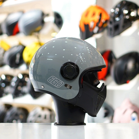 Mũ 3/4 EGO E5 Xám Xi Măng Bóng FREESHIP