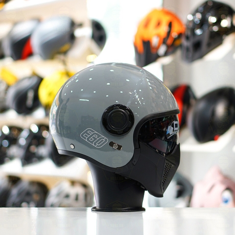 Mũ 3/4 EGO E5 Xám Xi Măng Bóng FREESHIP