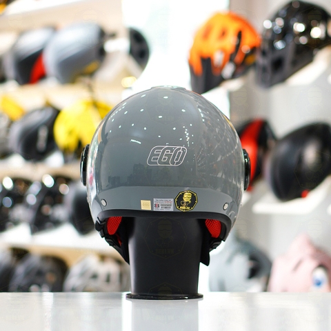 Mũ 3/4 EGO E5 Xám Xi Măng Bóng FREESHIP