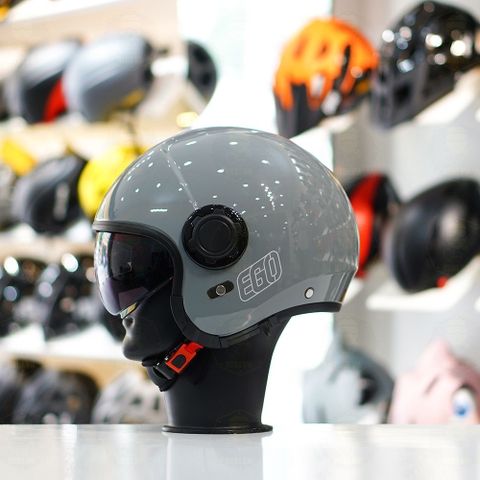 Mũ 3/4 EGO E5 Xám Xi Măng Bóng FREESHIP