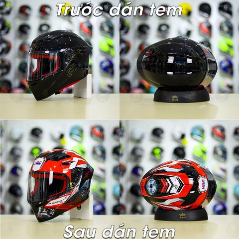 Tem Decal Honda Sonic Trắng Đỏ Cho Yohe 978 plus & Roc 01 - Không Nón - FREESHIP