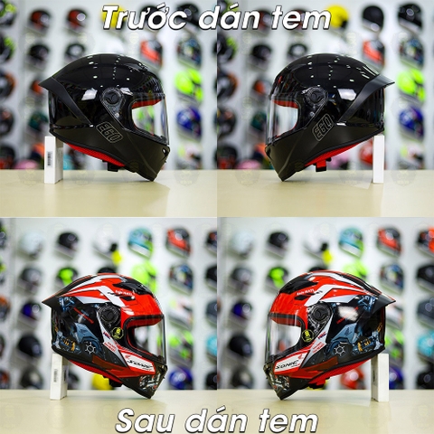 Tem Decal Honda Sonic Trắng Đỏ Cho Yohe 978 plus & Roc 01 - Không Nón - FREESHIP