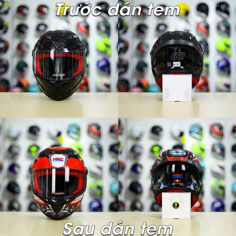 Tem Decal Honda Sonic Trắng Đỏ Cho Yohe 978 plus & Roc 01 - Không Nón - FREESHIP