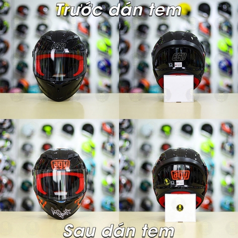 Tem Decal AGV Myth Đỏ Cho Nón Fullface - Không Nón - FREESHIP