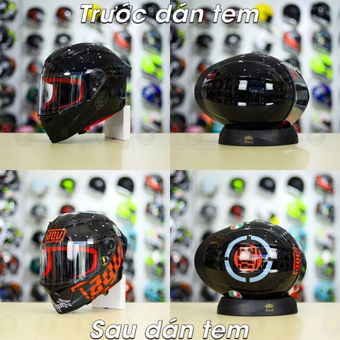 Tem Decal AGV Myth Đỏ Cho Nón Fullface - Không Nón - FREESHIP