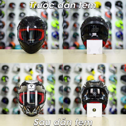 Tem Decal Yamaha Exciter Xám Đen Cho Nón Fullface - Không Nón - FREESHIP