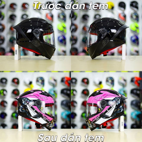 Tem Decal Yamaha R15 Pink Candy Cho Nón Fullface - Không Nón - FREESHIP