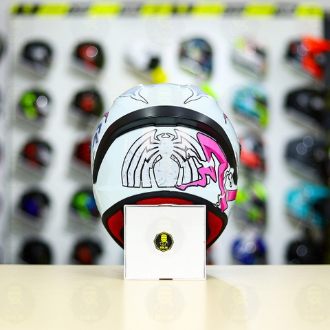 Mũ Fullface EGO E7 Trắng Bóng + Dán Tem Decal Venom V2 Hồng FREESHIP