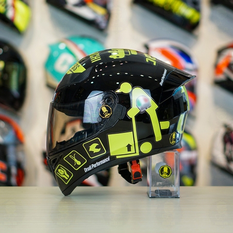 Mũ Royal M138b Đen Bóng + Tặng Dán Tem Decal AGV CORSA Đen Vàng FREESHIP